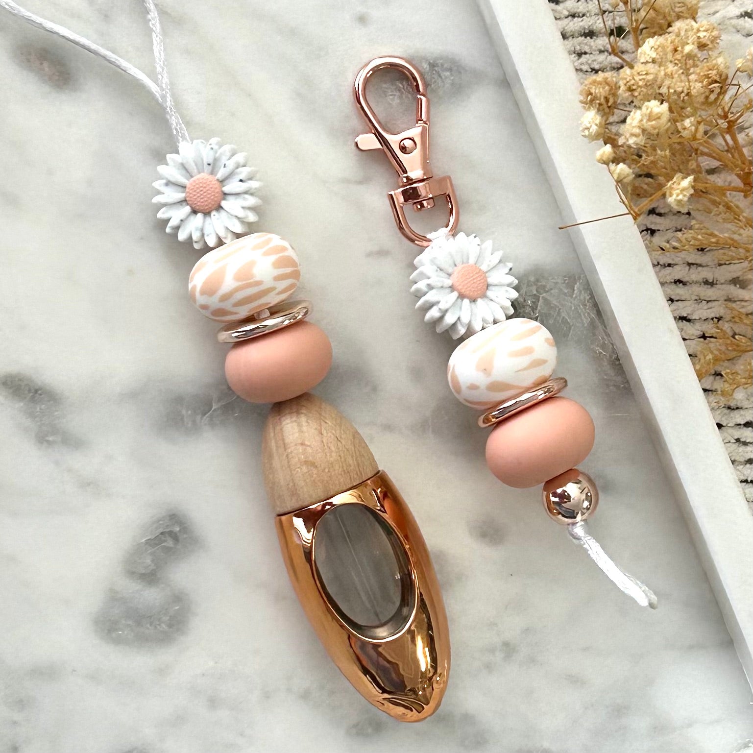 Peach Daisy Car Diffuser & Keychain Set - Style By Shanny