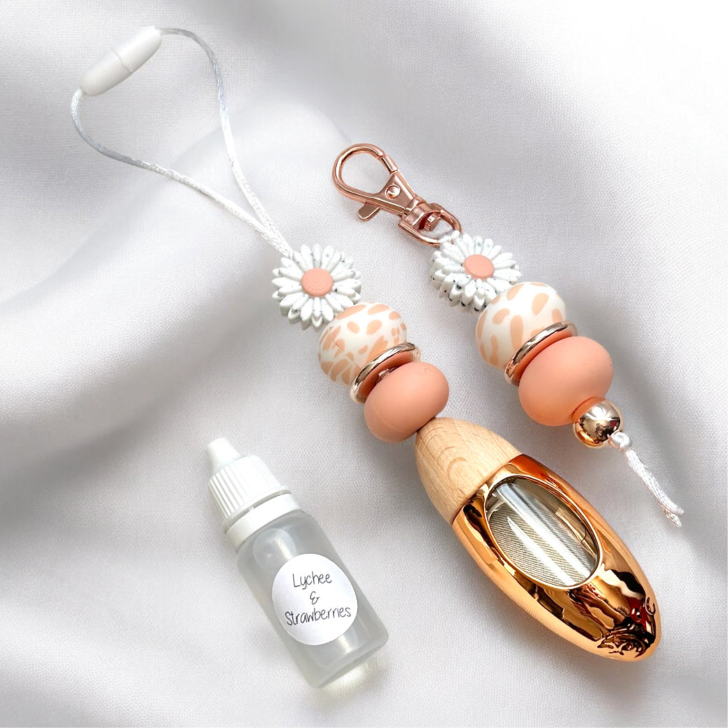 Peach Daisy Car Diffuser & Keychain Set - Style By Shanny