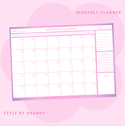 Desktop Monthly Planner - Style By Shanny