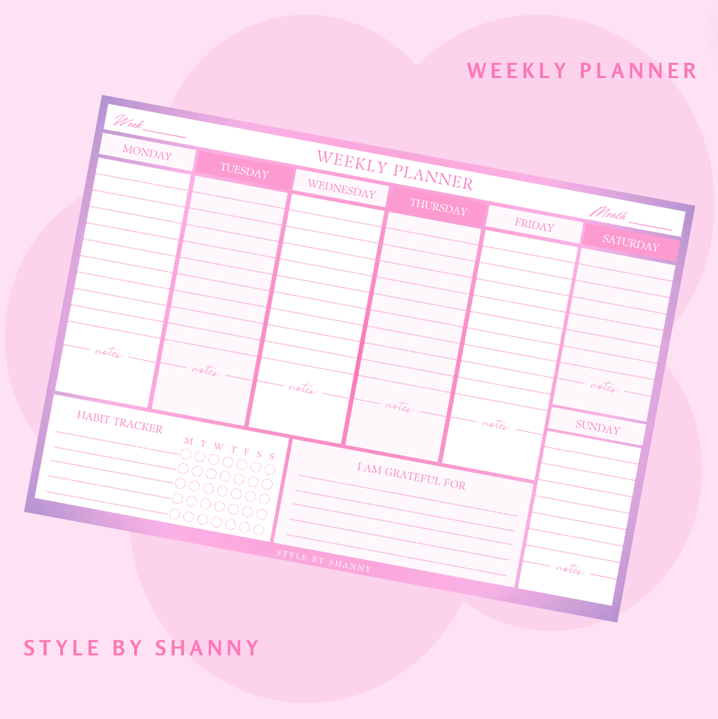 Desktop Weekly Planner - Style By Shanny