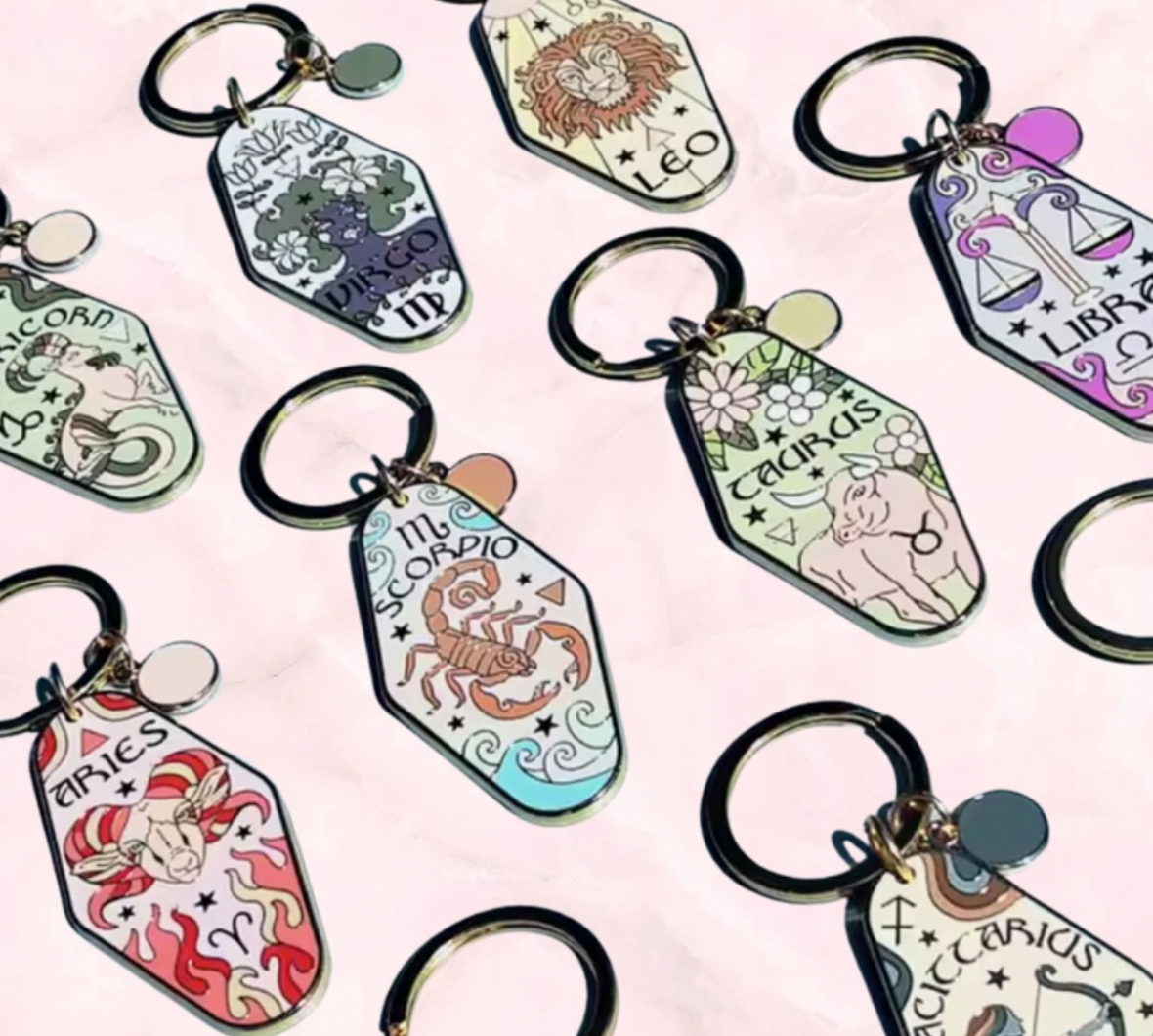 Retro Motel Zodiac Keychain